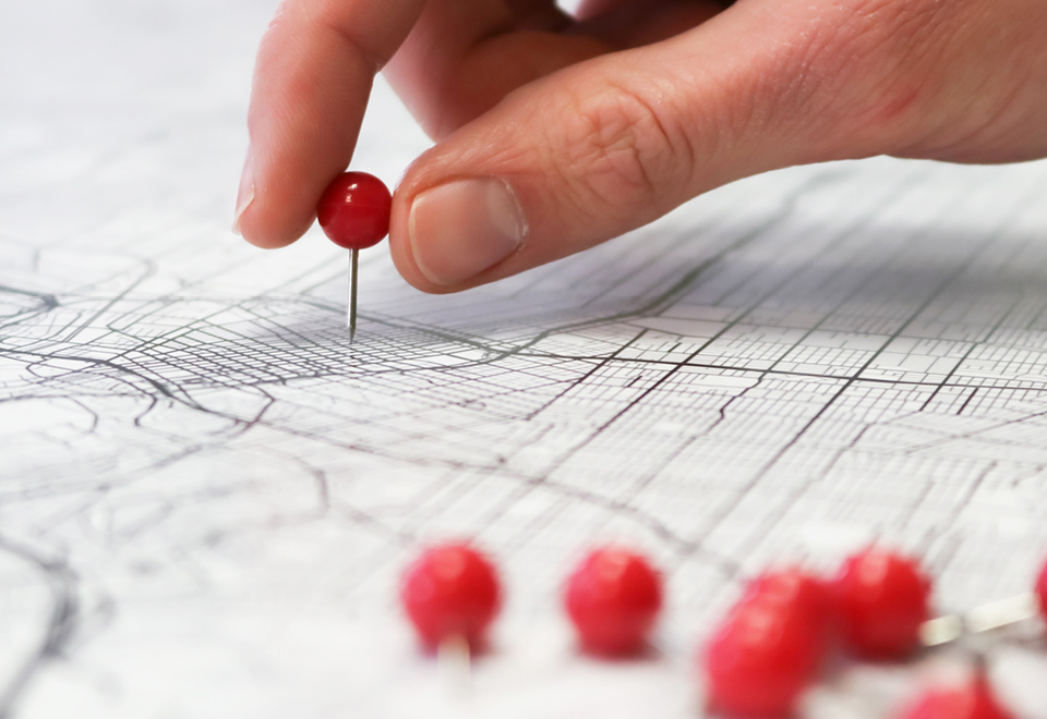 area architetti ricerca centro assistenza tecnica box doccia su mappa con puntine rosse
