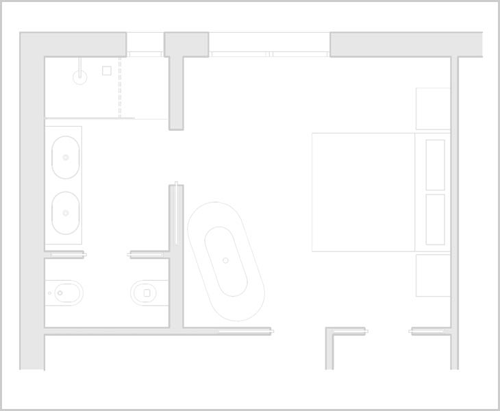 Master bathroom plan house by the sea