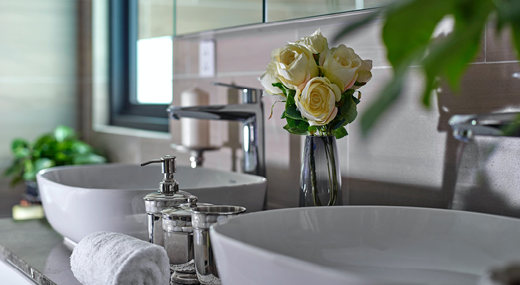 yellow decorative bathroom flowers