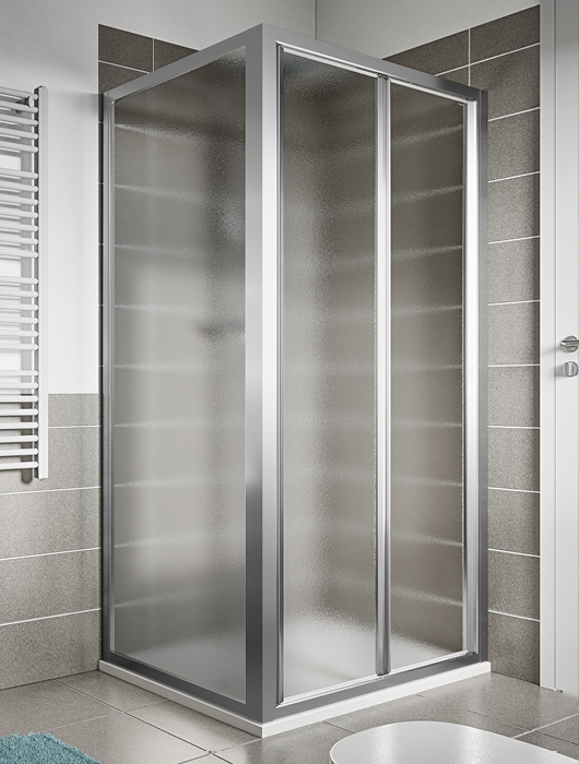 70x90 corner shower enclosure with folding opening