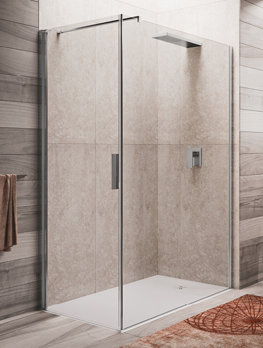 70x90 corner shower enclosure with hinged opening