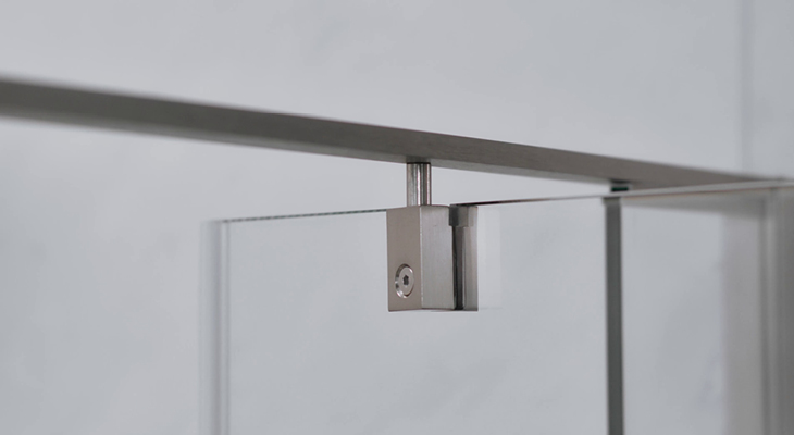 Corporate video Relax detail of the pivot that rotates the pivoting door of the shower cubicle