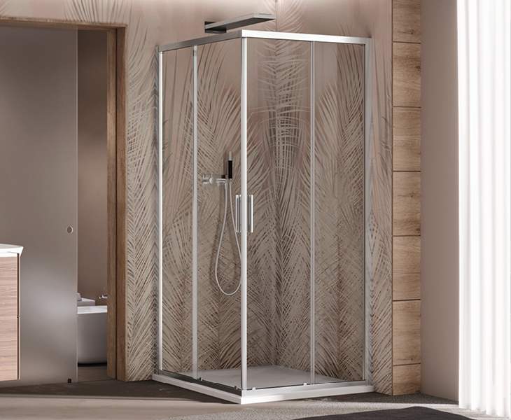 70x90 corner shower enclosure with double sliding door
