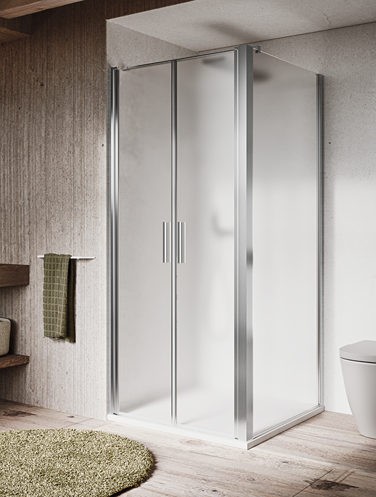 Light B2+F4 corner shower enclosure Corner shower enclosure with saloon door