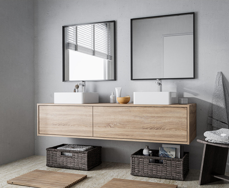 Suspended bathroom furniture