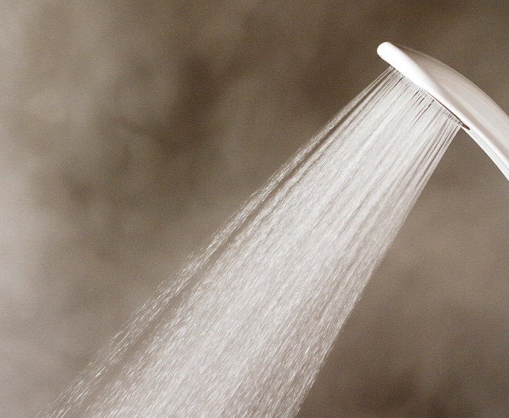 hot shower with steam in the room