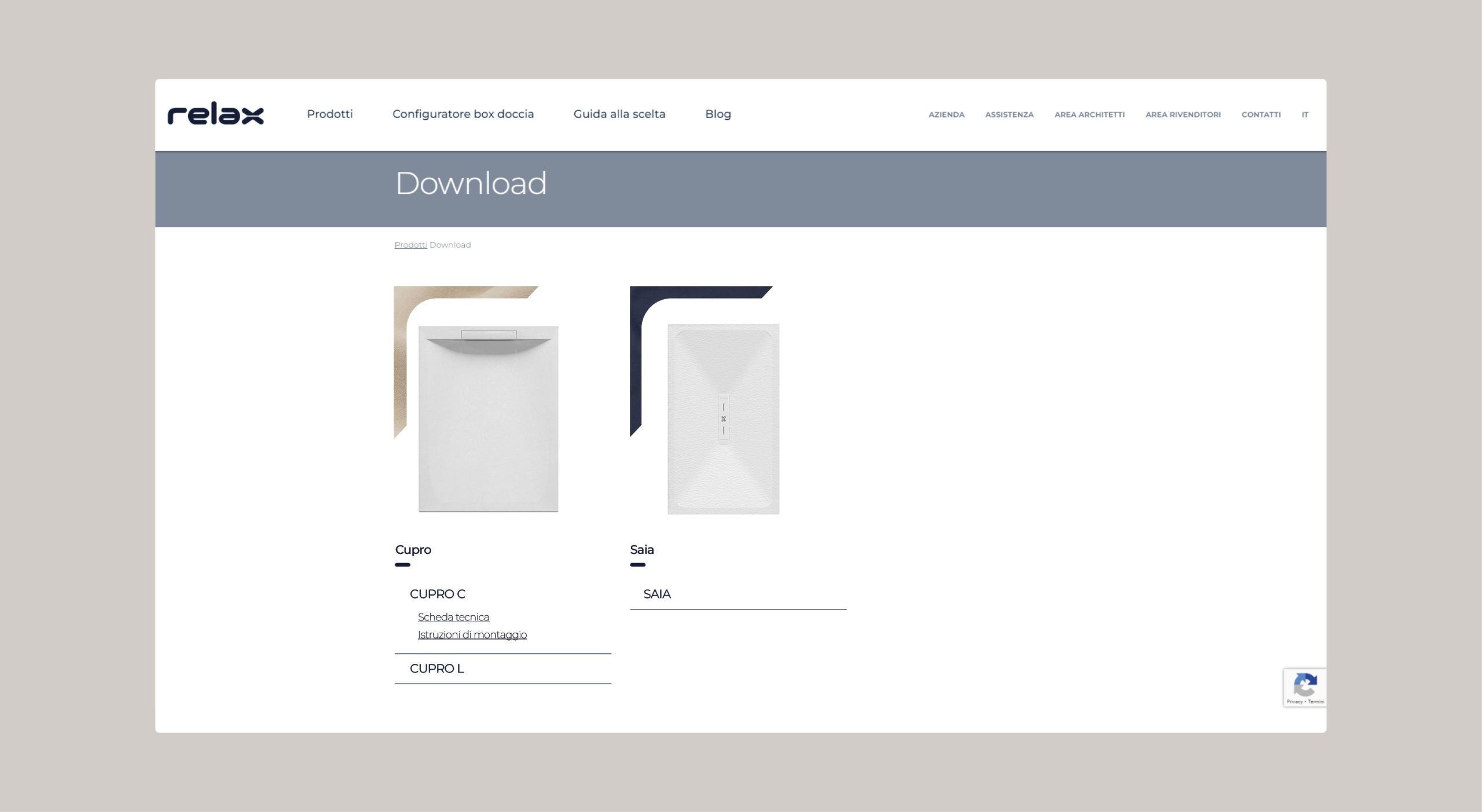 Nuovi_Cupro_C_L5 Download area for the new Relax shower trays